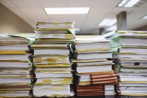 Alot of files stacked ontop of each other. 